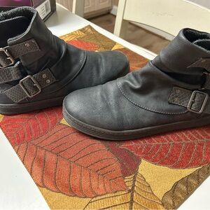 Blowfish Black Ankle Boots with Buckle Accents